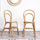 Pair of chairs bistro bamboo & rattan 1960
