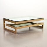 Belgo-Chrom Architectural G-Table 23-Carat Goldplated with Glass Tops 1970s