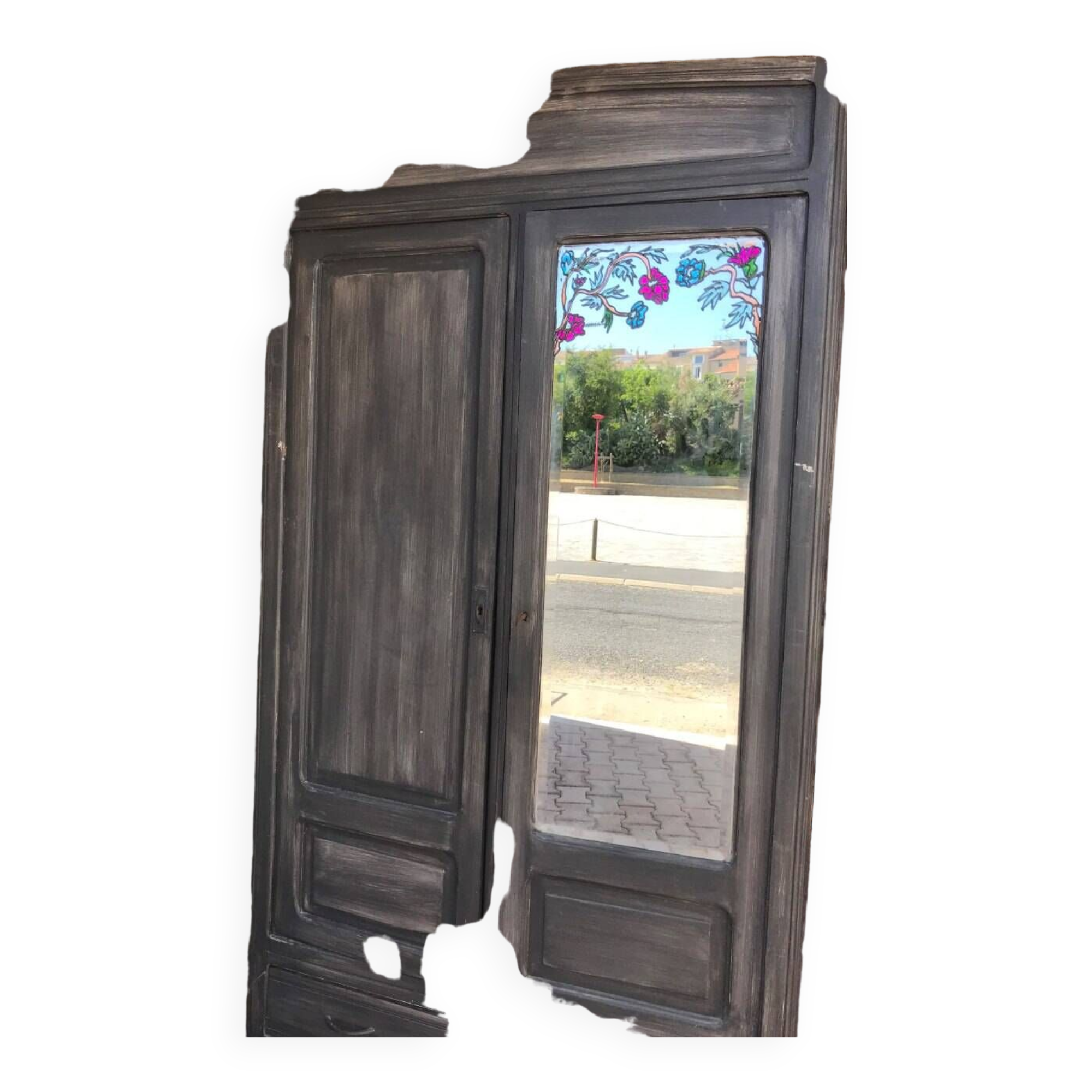 Vintage cabinet repainted in grey