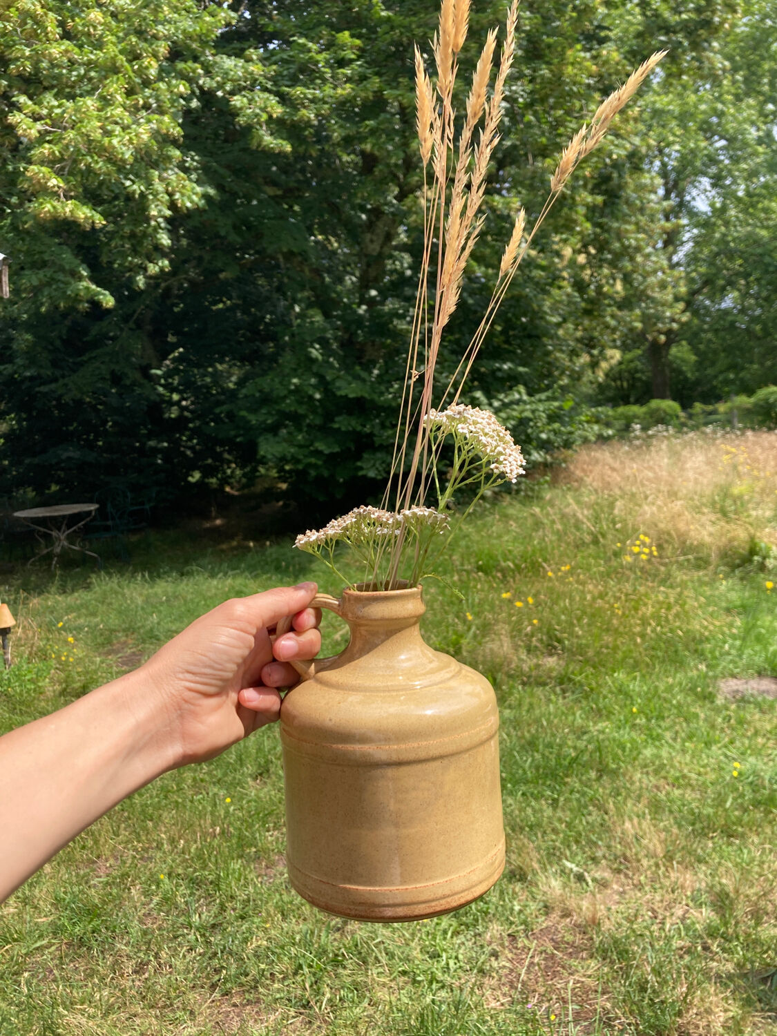 Beige glazed ceramic vase