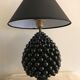 Black Italian ceramic pigna lamp 1970