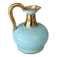 Vintage A. Bayer Belgium Turquoise Crackle Ceramic Jug with Gold