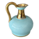 Vintage A. Bayer Belgium Turquoise Crackle Ceramic Jug with Gold