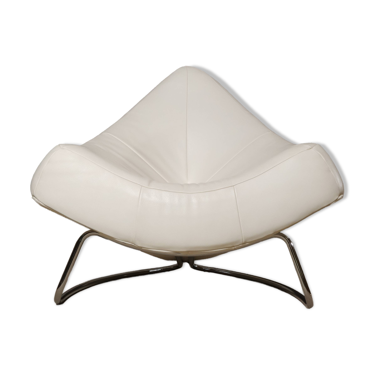 Falkenberg x Rom AG - Armchair in white leather and chromed steel - c. 1990 - BE