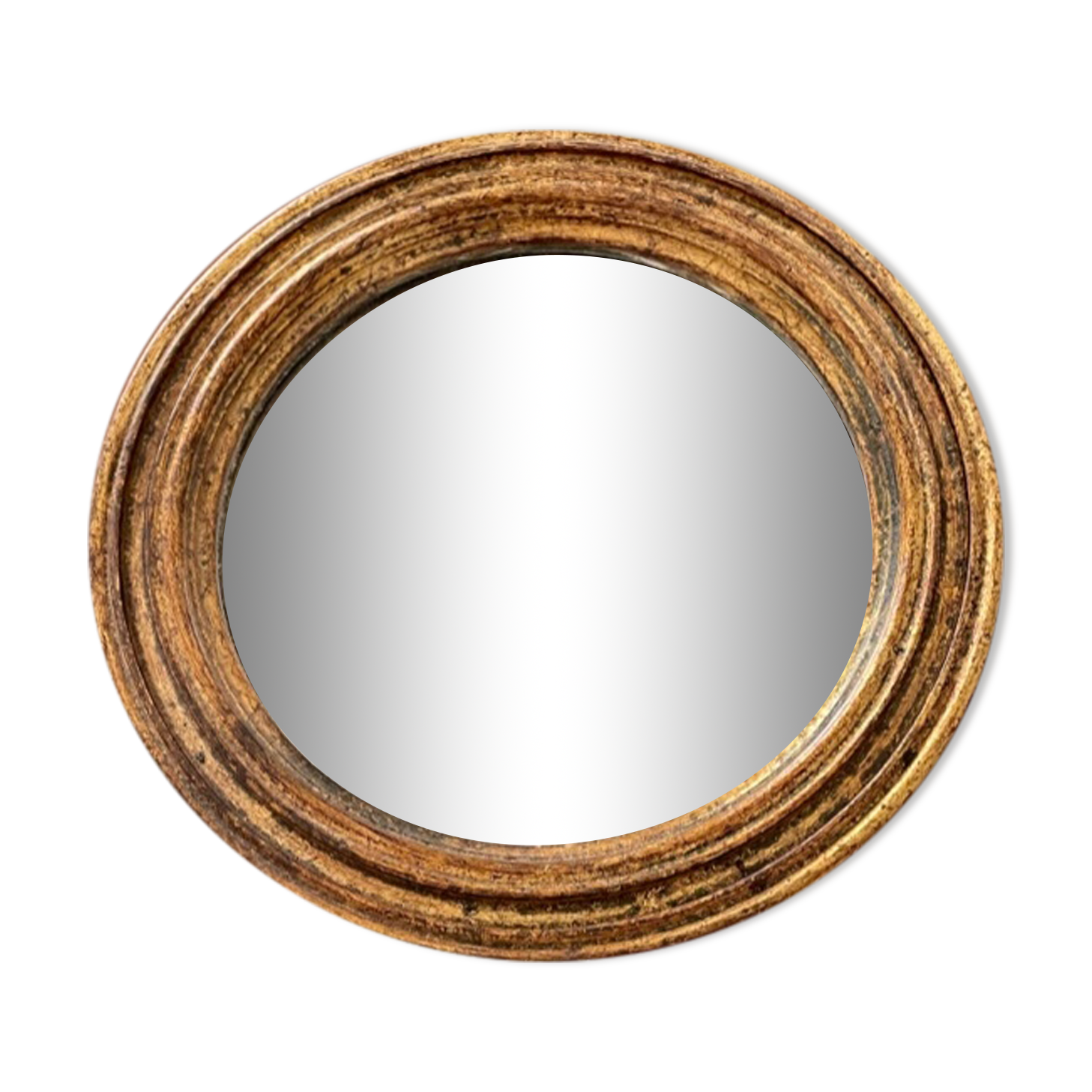 Miroir rond vintage en bois doré 25cm