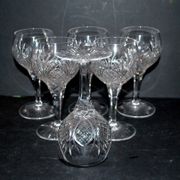Set of 6 white wine glasses 1900 in cut crystal BACCARAT model 9157 catalog 1907 H13.5