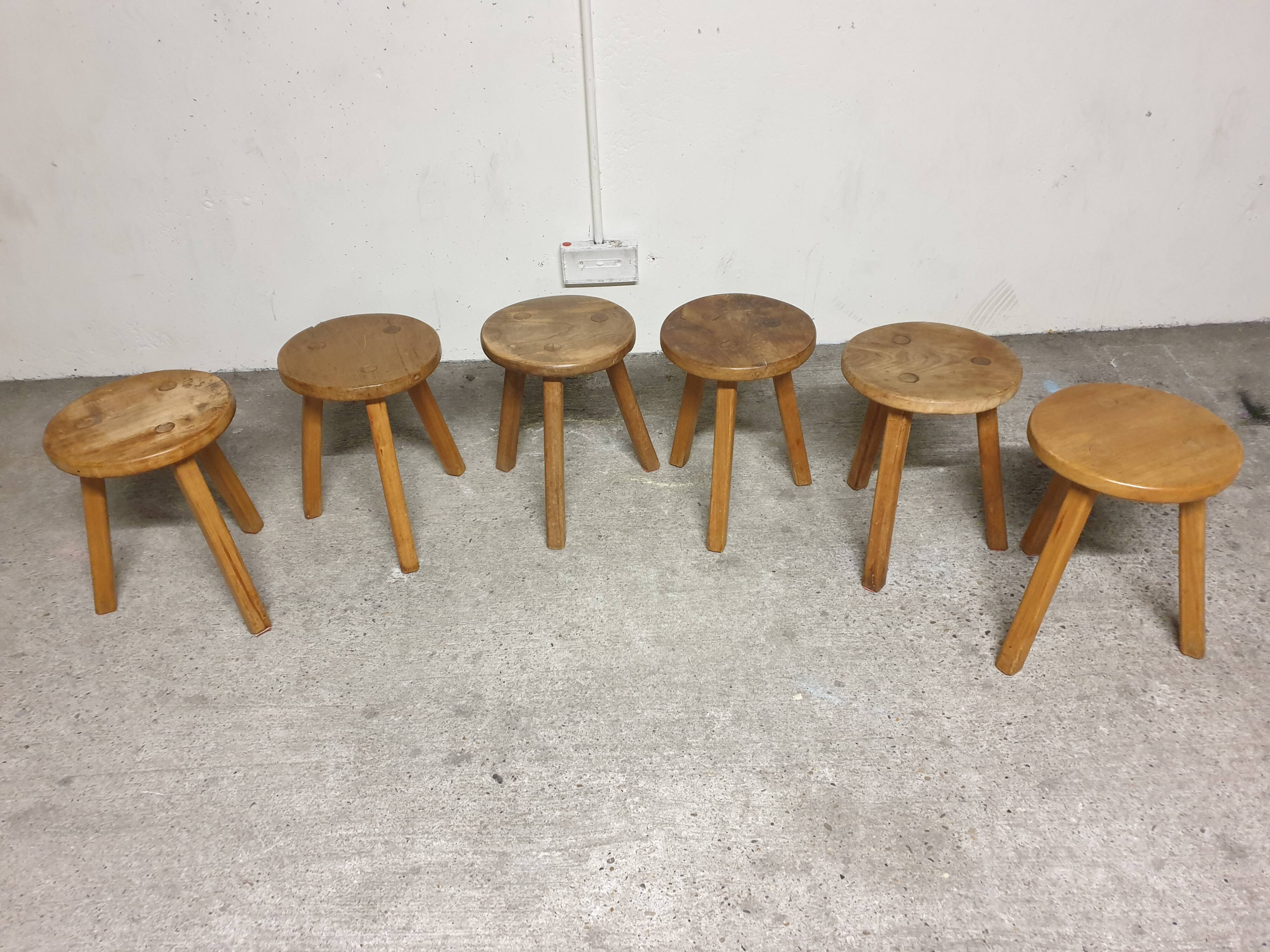 Mid-century wooden tripod stool