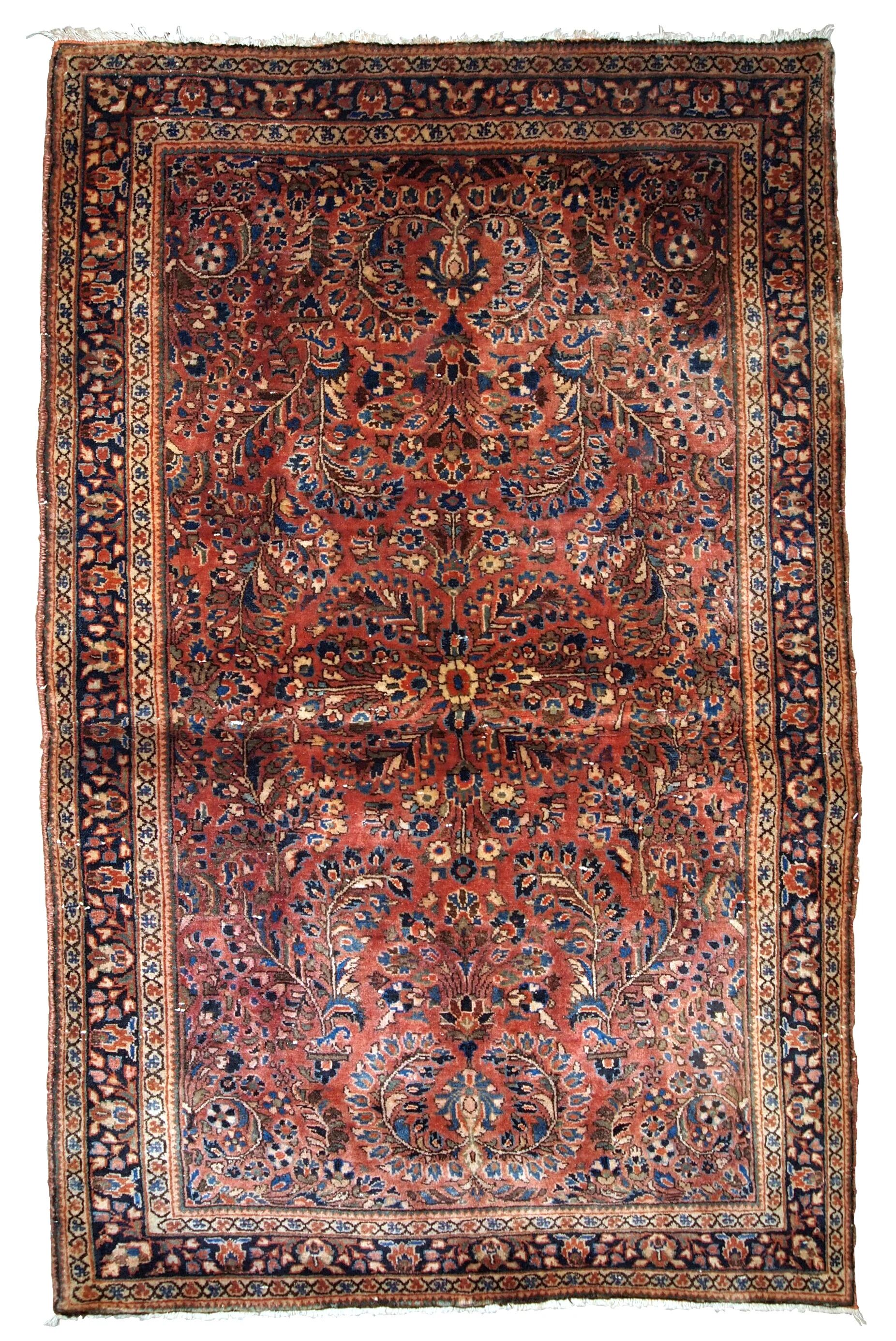 Handmade antique Persian Sarouk rug  x 161cm 1920s - 1B742