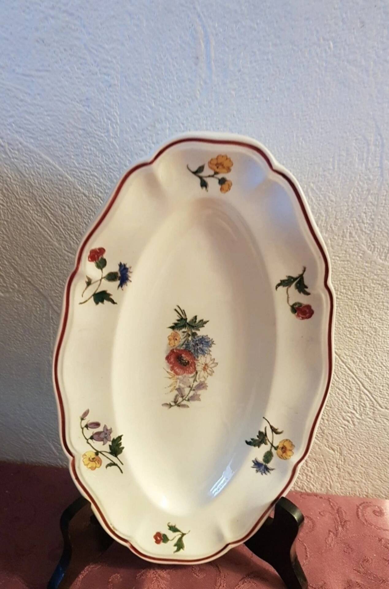 Set of 1 sauceboat and 1 dish, Sarreguemines Agreste