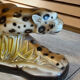 Vintage decorative ceramic sculpture representing a leopard.