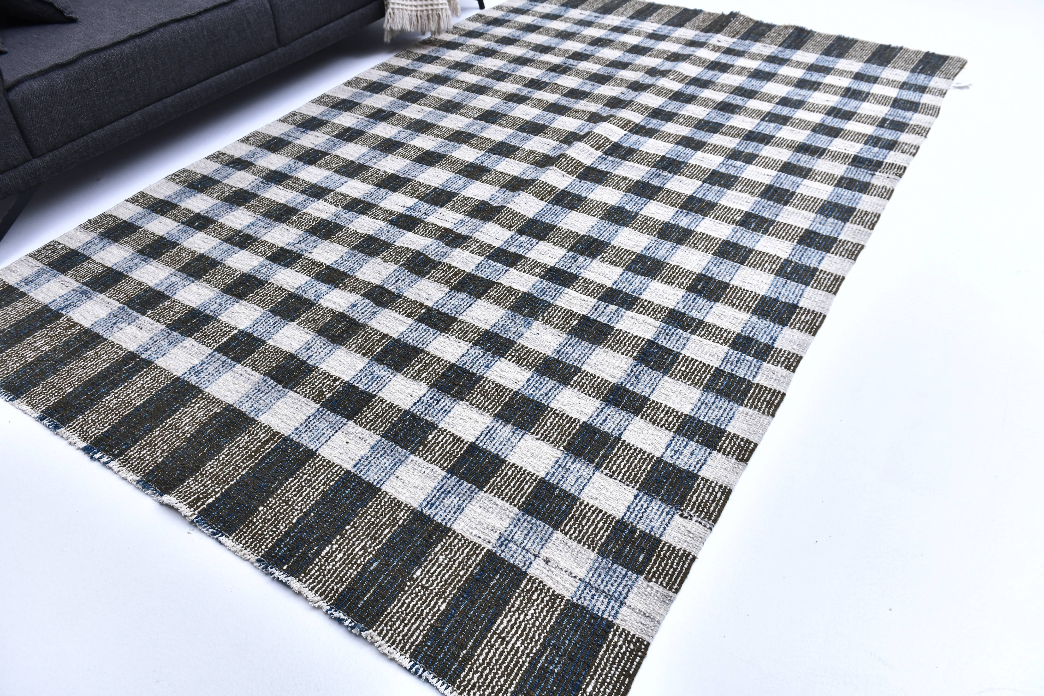 190x290 cm medium kilim rug, cream beige black mustard kilim rug