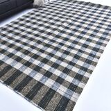 190x290 cm medium kilim rug, cream beige black mustard kilim rug