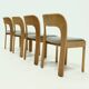 Set of 4 sculptural dining chairs in light oak, 1970s