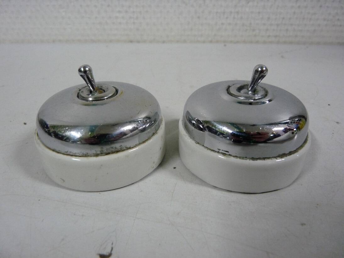 set of 2 Old Switches in Chrome and Porcelain