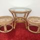 Vintage pouf  in rattan and bamboo