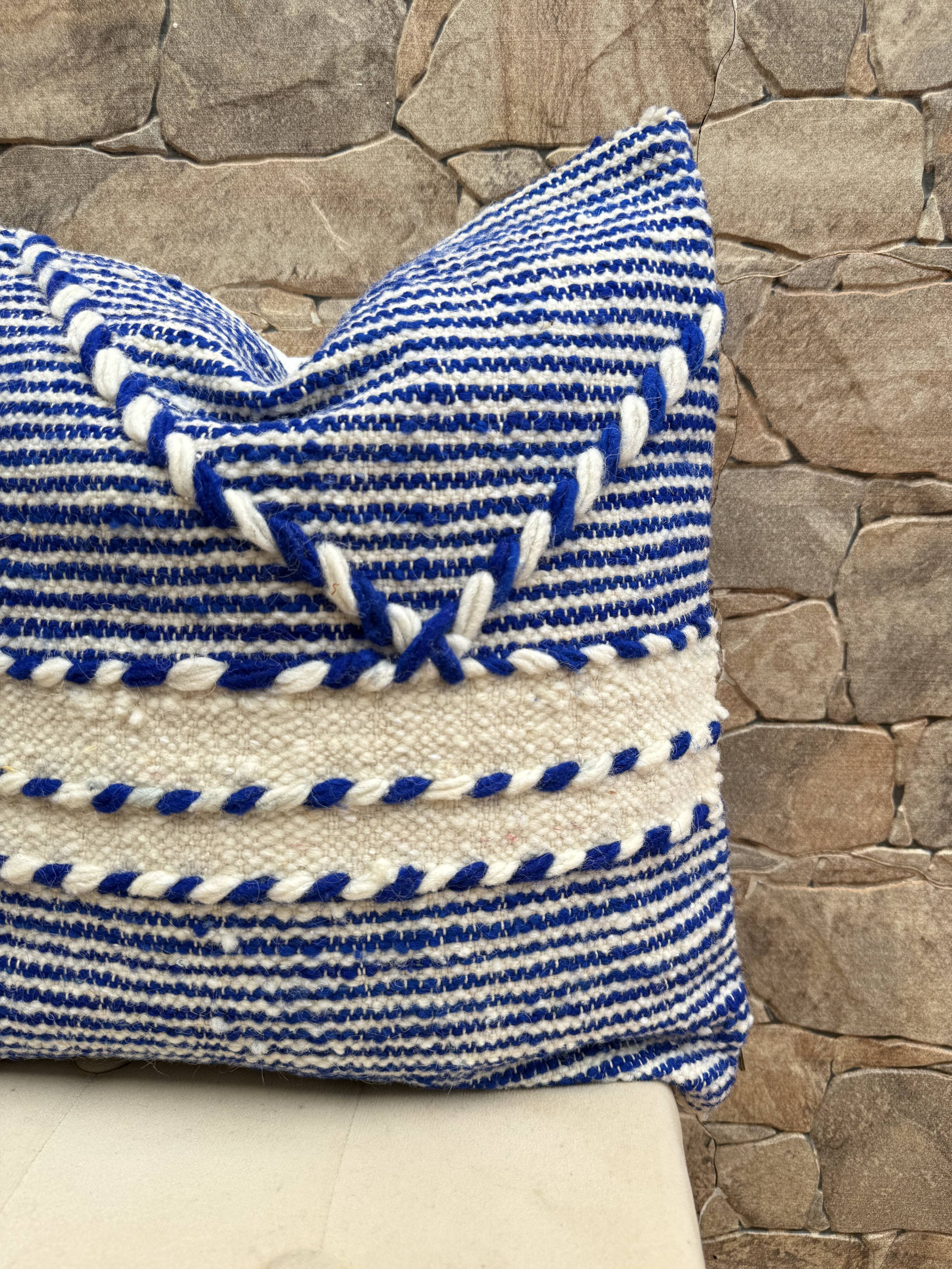 Handmade Berber wool Kilim cushion: Moroccan floor cushion
