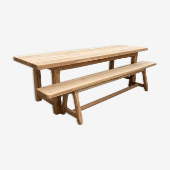 Oak farmhouse table and bench