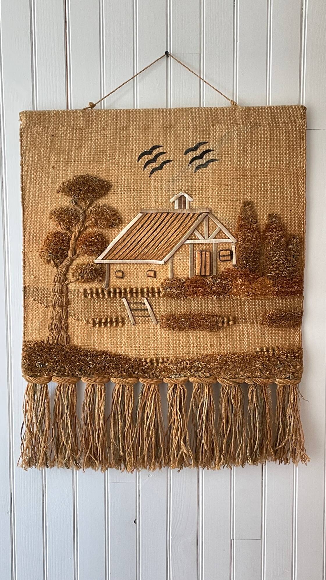 Decorative jute tapestry from the 1970s