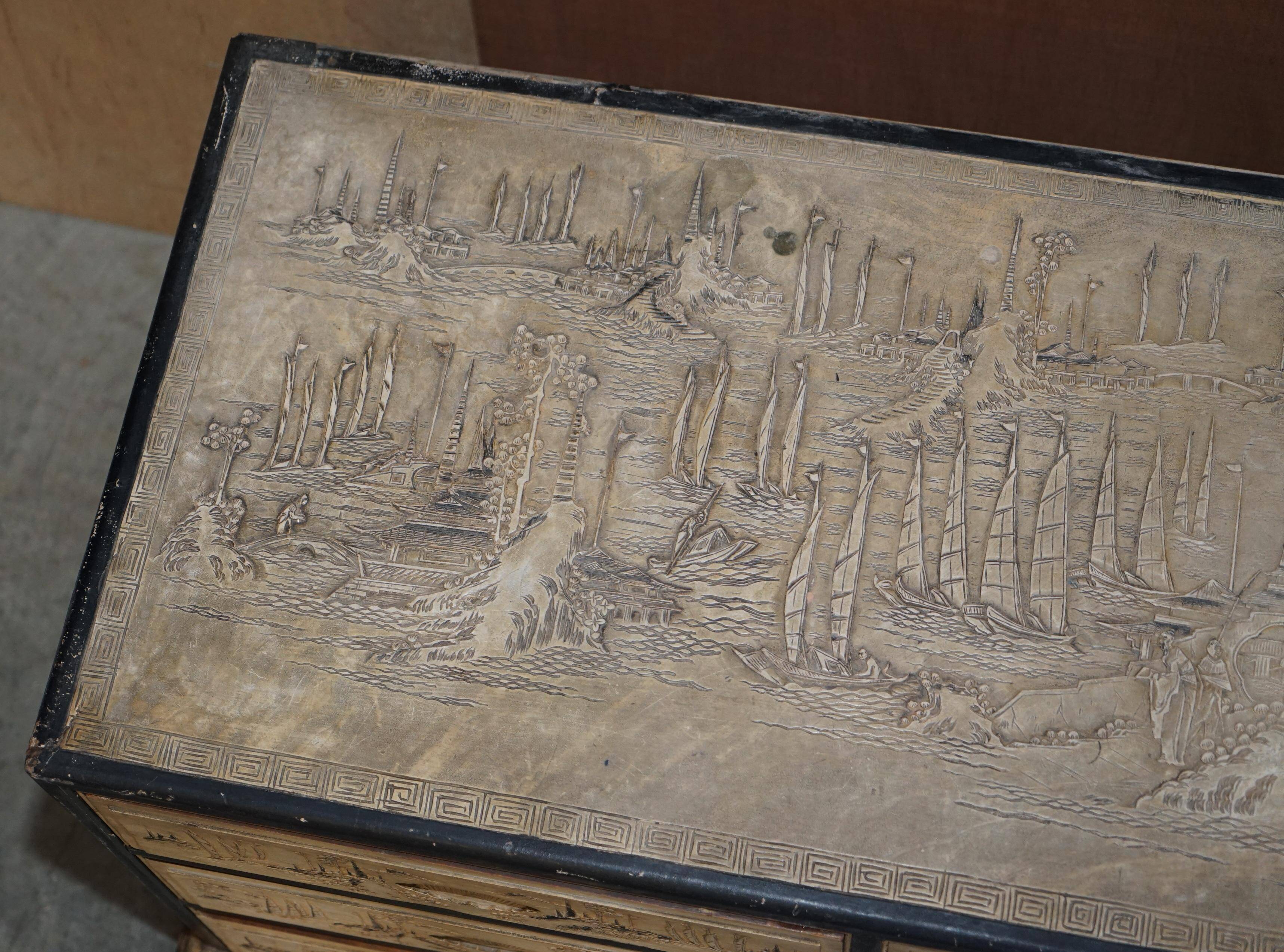 Chinese commode carved from camphor wood