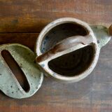 Homemade teapot in pyrity sandstone