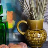 Bistro pitcher in vintage Sarreguemines earthenware