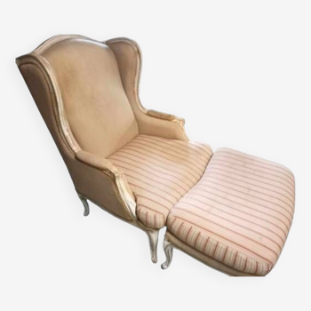 Bergère type armchair with footrest / Broken Duchess