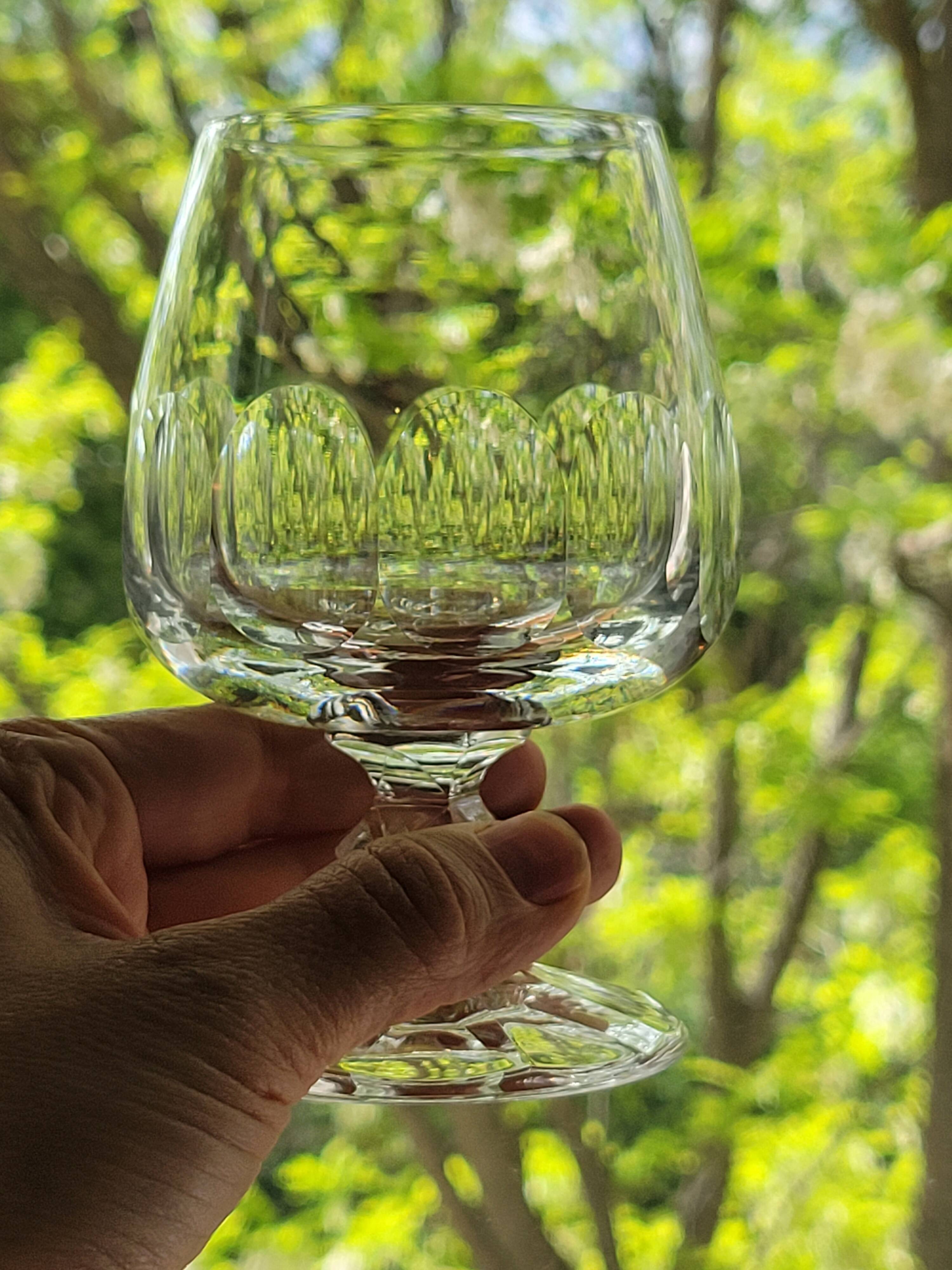 6 cognac glasses in flat cut crystal