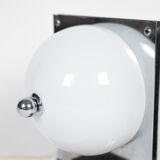 Table lamp in polished metal and opaline, 1970s