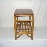 Rattan top bedside table from the 1950s