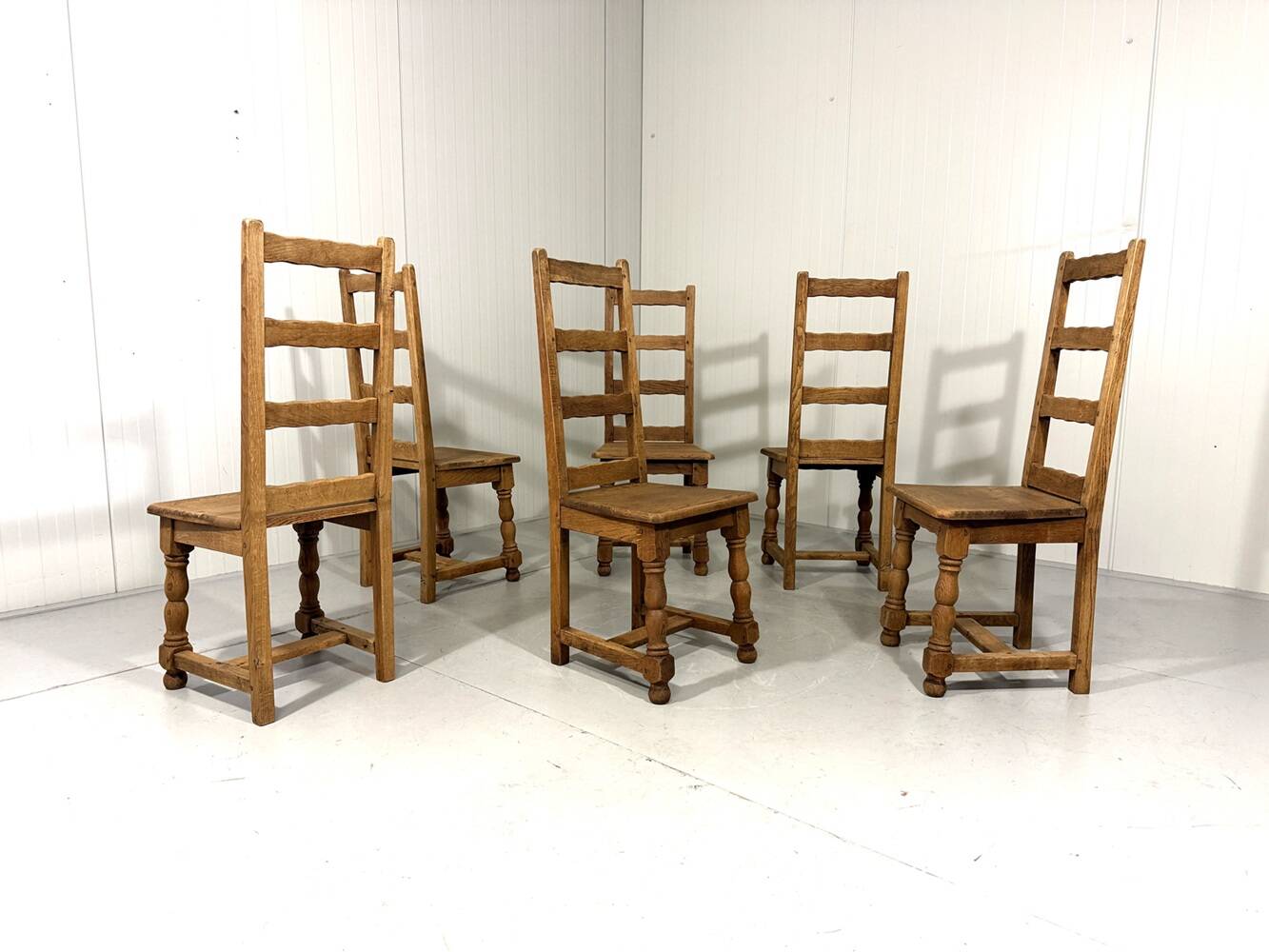 Rustic antique oak high back dining chairs 1900’s