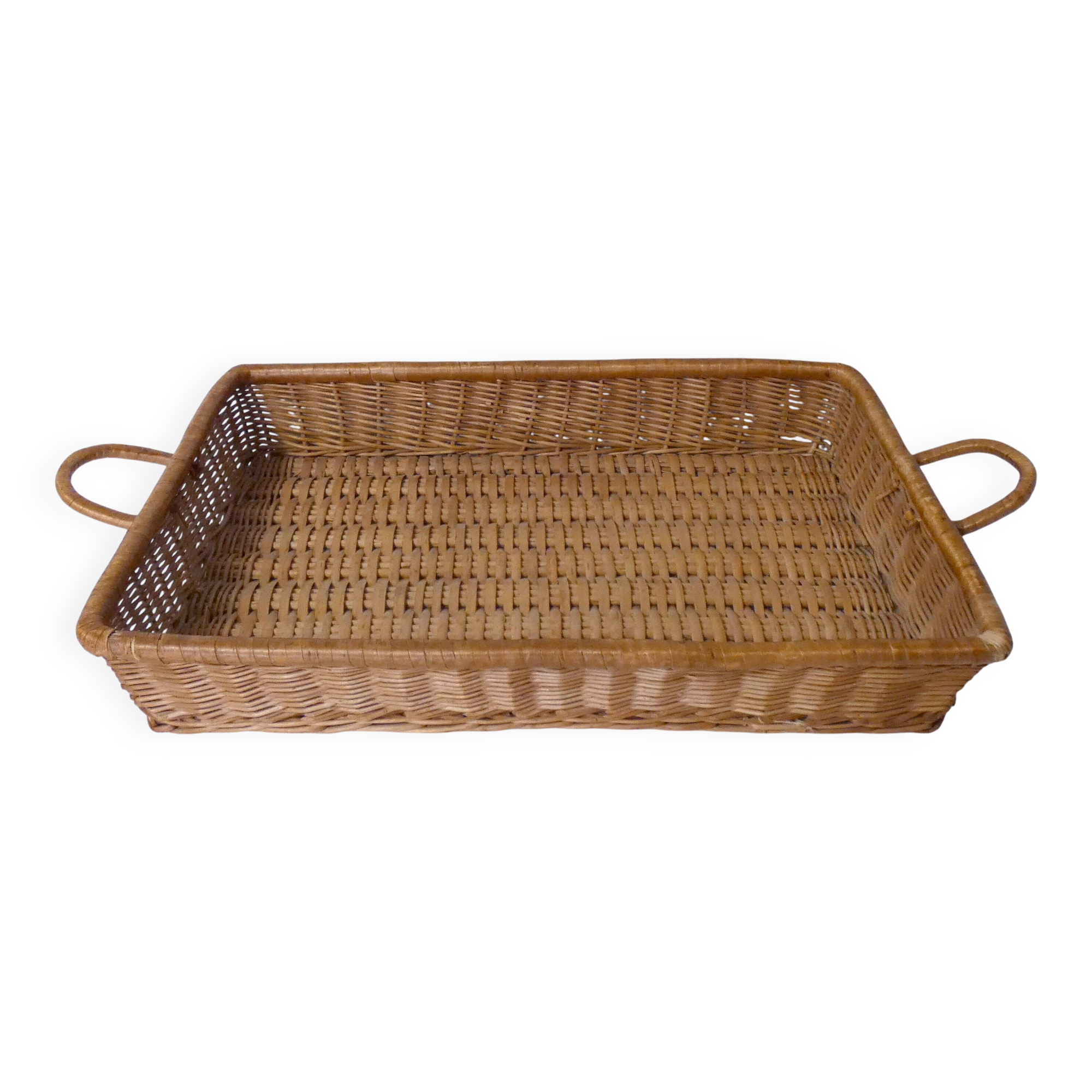 vintage rattan tray