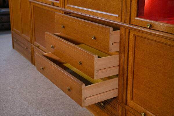 Ensemble meubles modulables par Pierre Cruege pour Martin Dupuis en chêne clair 1960