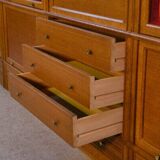 Modular furniture set by Pierre Cruege for Martin Dupuis in light oak, 1960