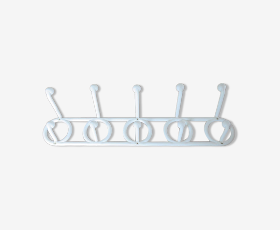 Porte manteau blanc 10 patères années 70