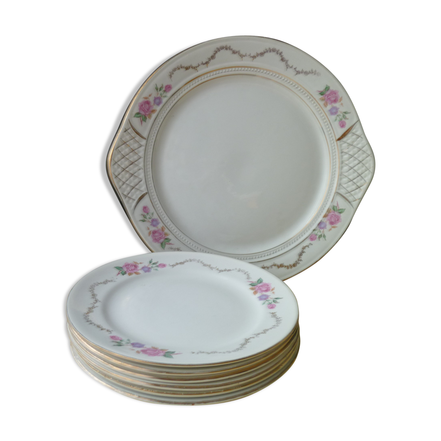 Vintage cake service in St Amand's Faïence