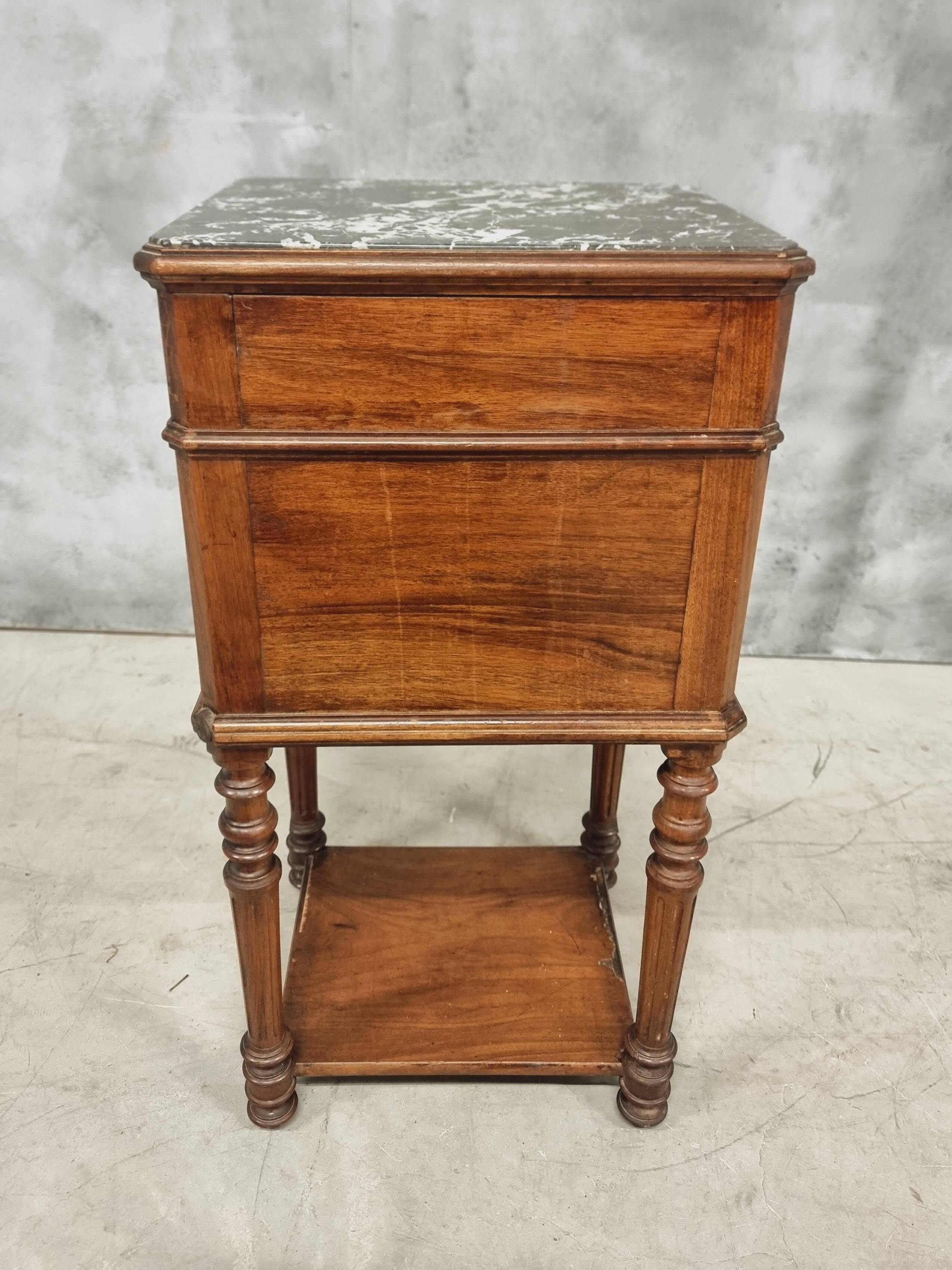 Antique bedside table sideboard with marble 40 x 77 cm