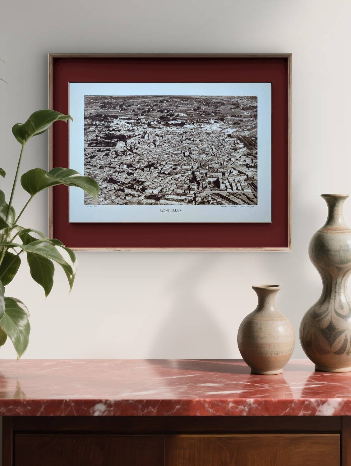 Montpellier, Vintage, photo plate printed in 1935.
