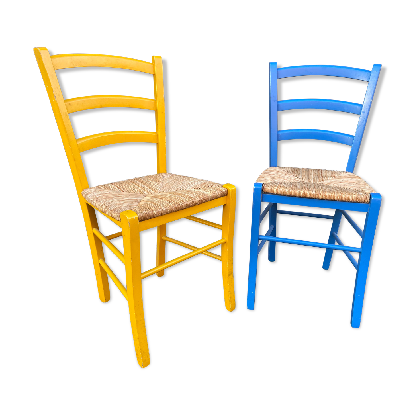Fake pair of rustic vintage bistro chairs