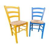 Fausse paire de chaises rustique bistrot Vintage