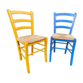 Fake pair of rustic vintage bistro chairs