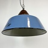 Industrial Blue Enamel and Cast Iron Pendant Light, 1960s