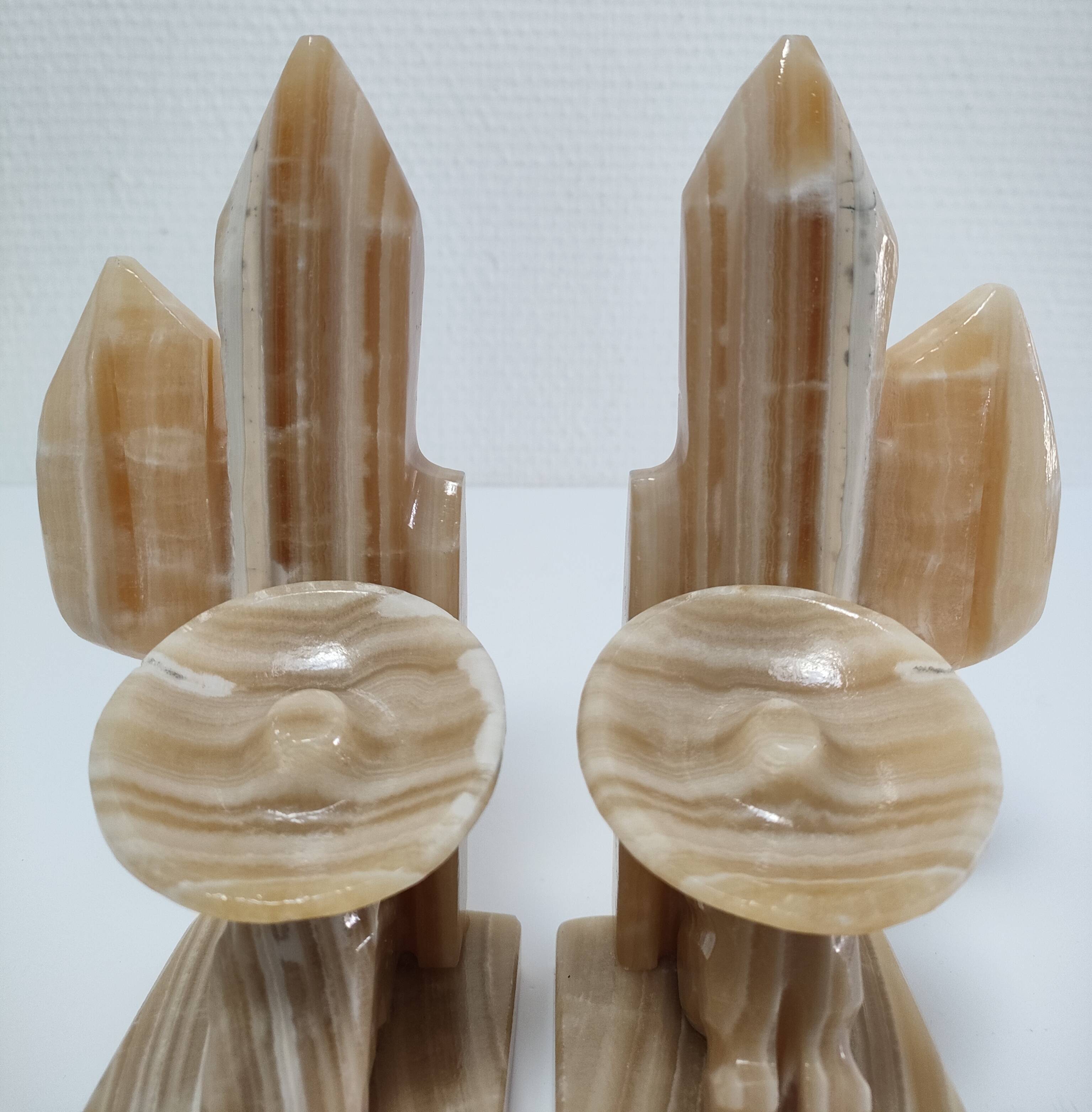 Pair of vintage Mexican cactus onyx bookends