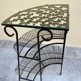Etagère d'angle en fer forgé vintage