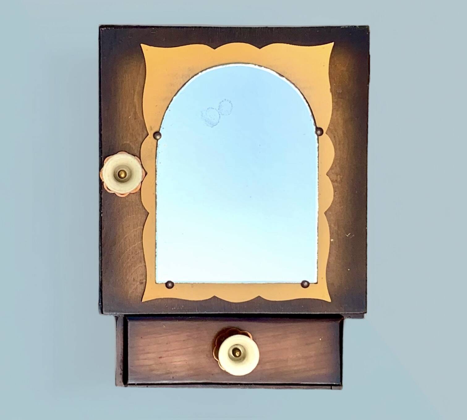 Small Art Deco wooden wall shelf