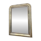 Miroir ancien Louis Philippe perle feuille d’argent 105cm