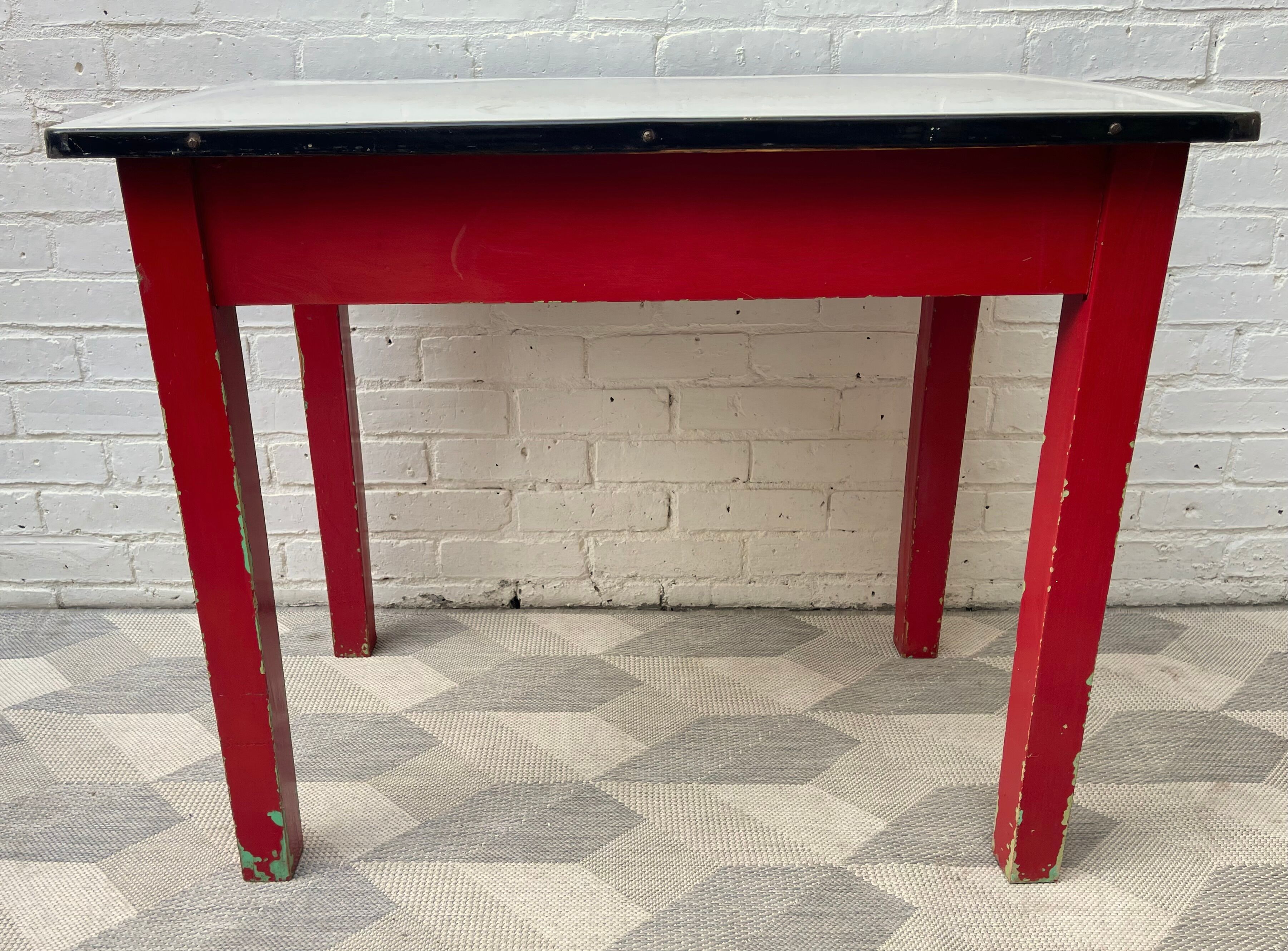 Vintage Kitchen Table with Enamel Top