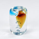 1980s glass paperweight Sklo Union Rosice, Czechoslovakia