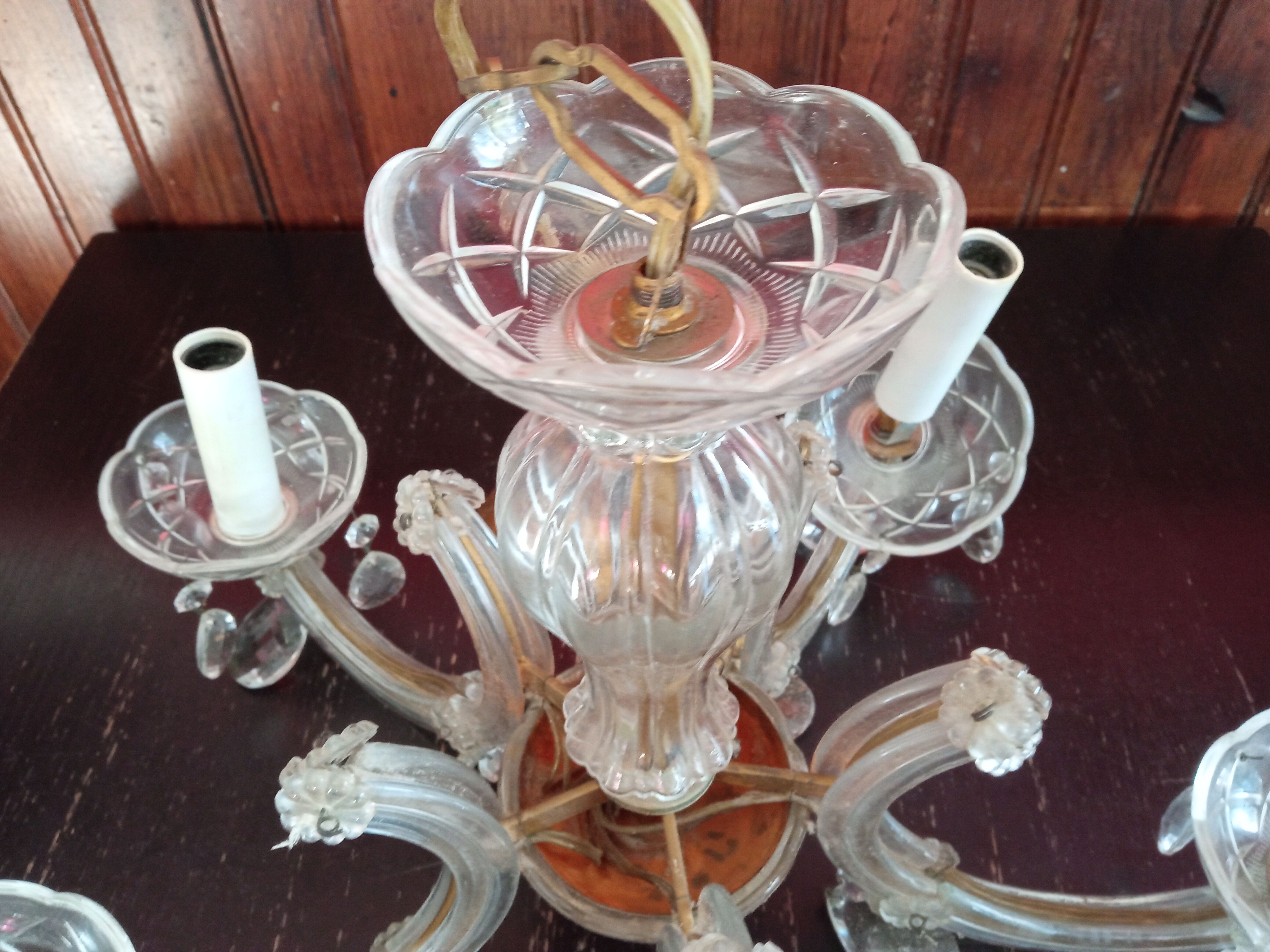 Old chandelier glass and brass