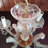 Lustre ancien verre et laiton