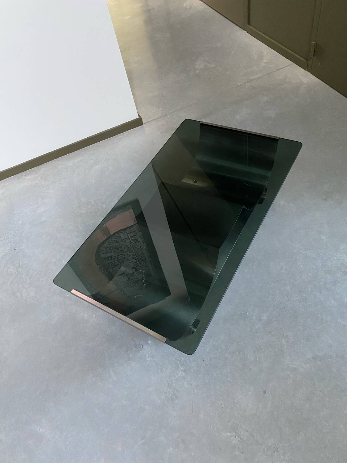 Brushed stainless steel coffee table, 1970